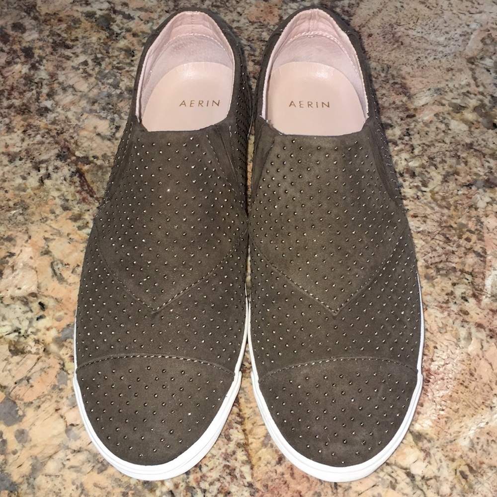 Aerin Marina Suede Gold Studded Sneakers